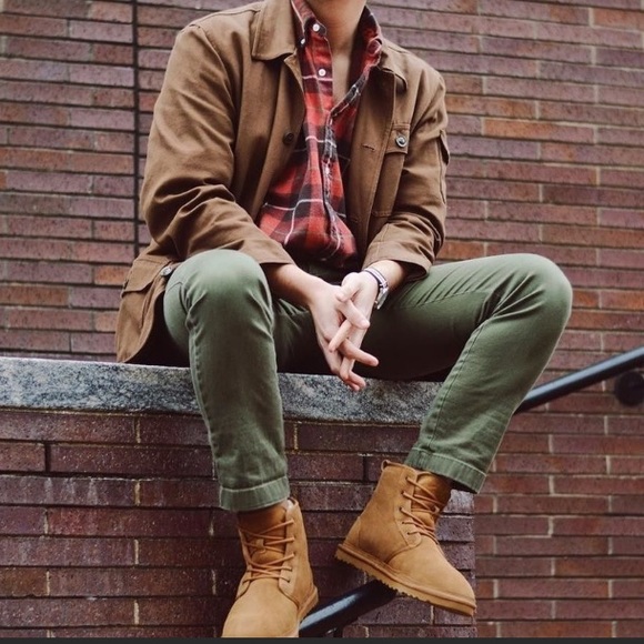 UGG boots ace up boots new UGGS short boots shearling leather upper cognac brown - Picture 3 of 8